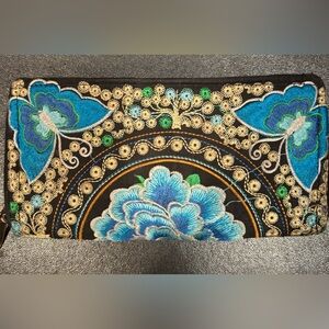 Embroidered Floral wallet clutch